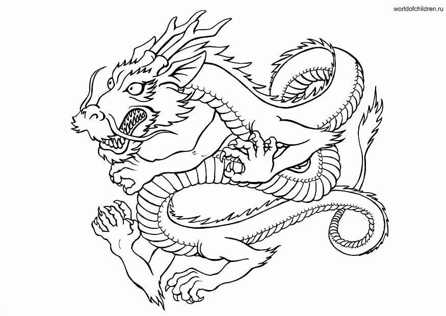 875x620 Chinese Dragon Coloring Pages