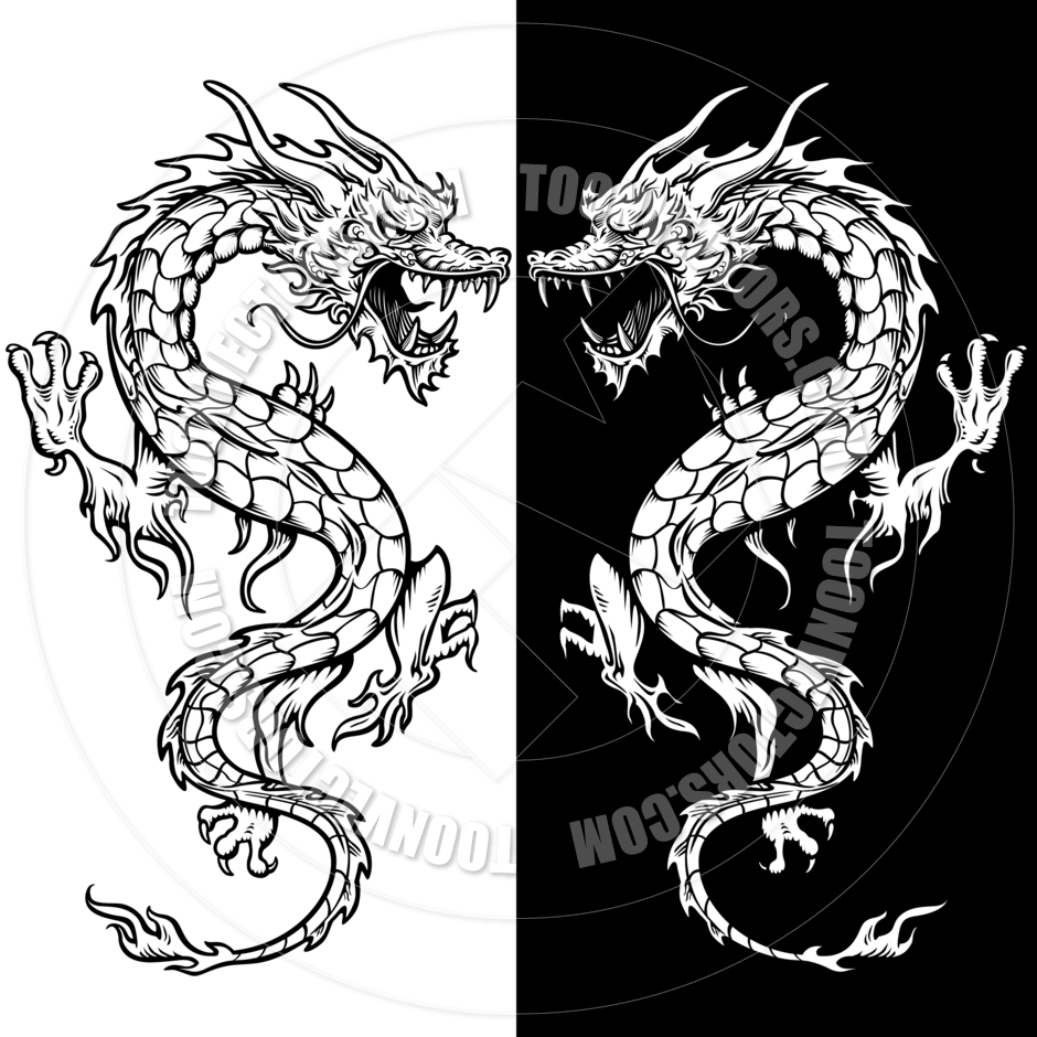 940x940 Chinese Dragon Tattoo Style Line Art By Koq Creative Toon