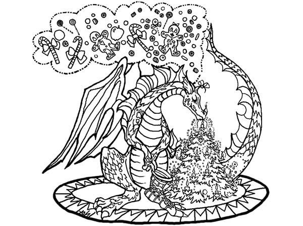 600x447 Dragon Coloring Pages For Christmas