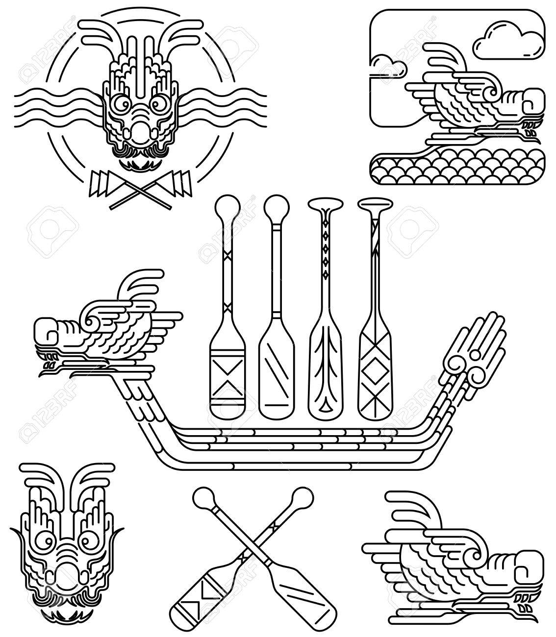 1134x1300 Dragon Icon Line Drawing For Chinese Dragon Boat Festival Royalty