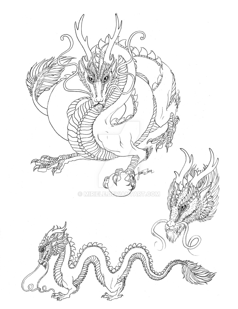 Chinese Dragon Line Drawing at GetDrawings | Free download