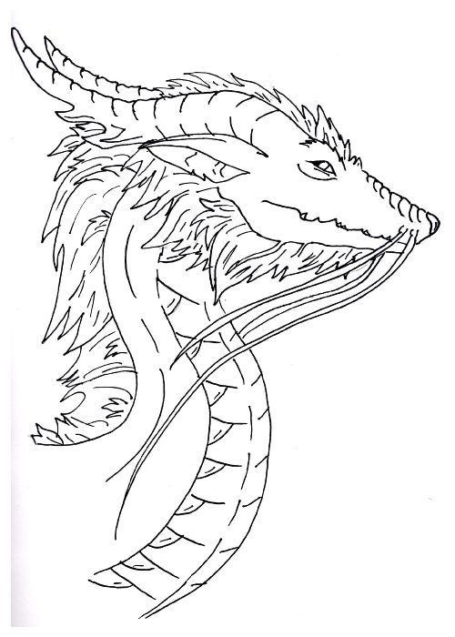 500x700 Oriental Dragon, Line Art By Kestrel36