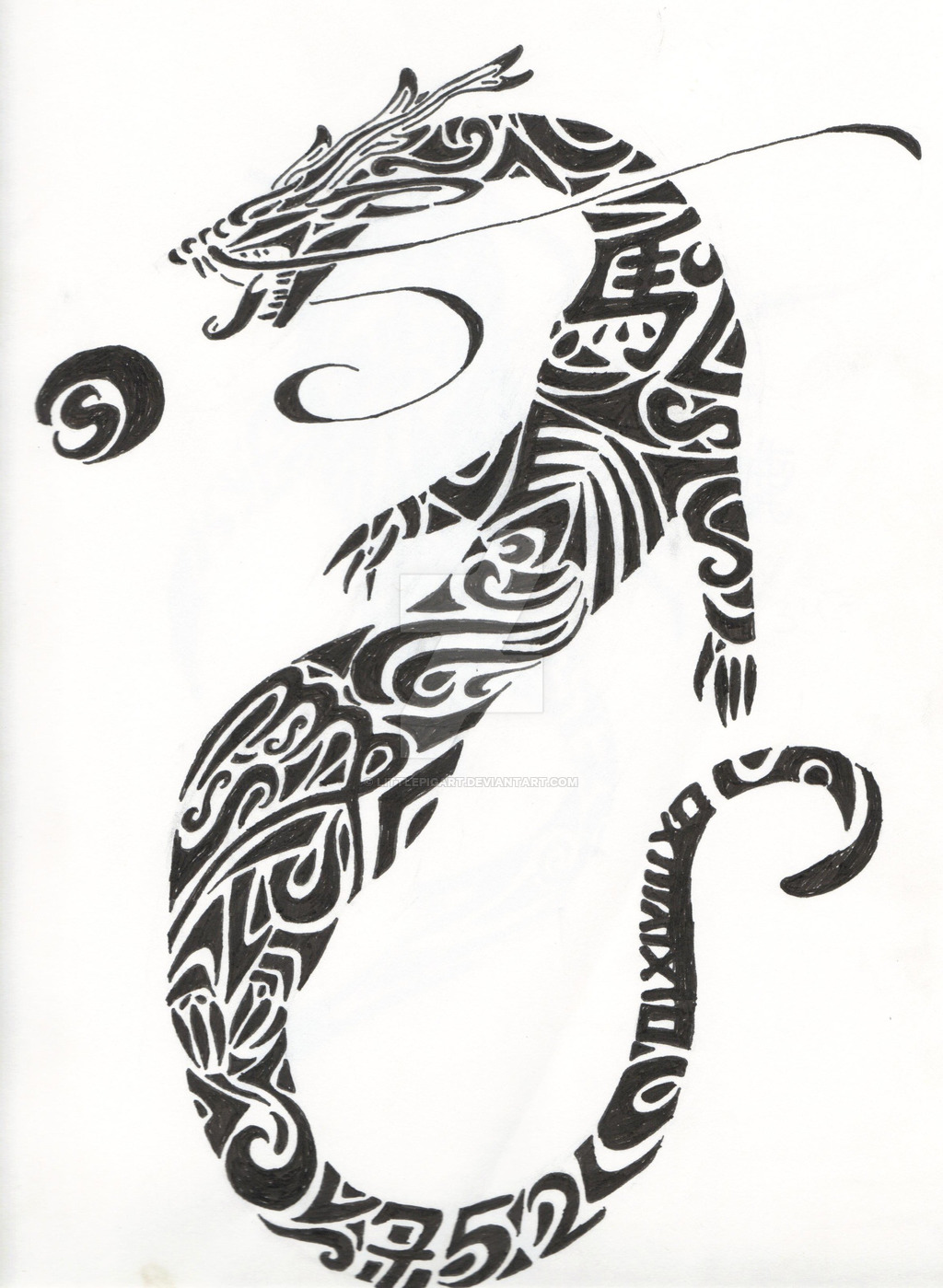 1024x1399 Chinese Dragon Tattoo 3 By Littlepigart