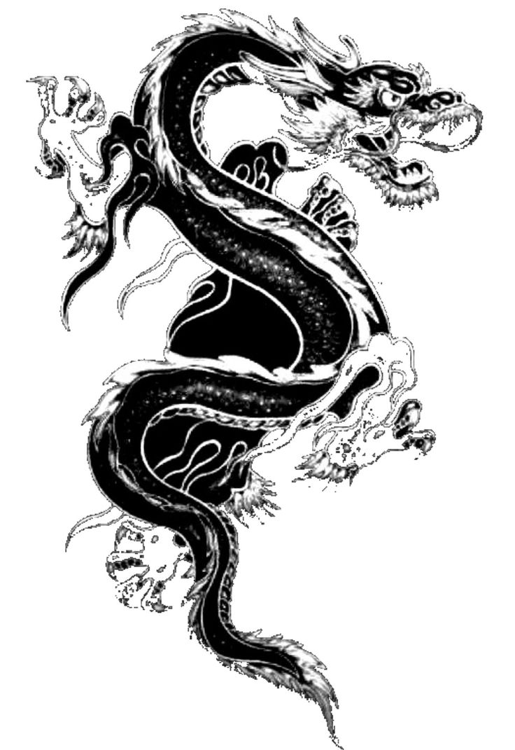 736x1071 Collection Of Black Grey Chinese Dragon Tattoo Design