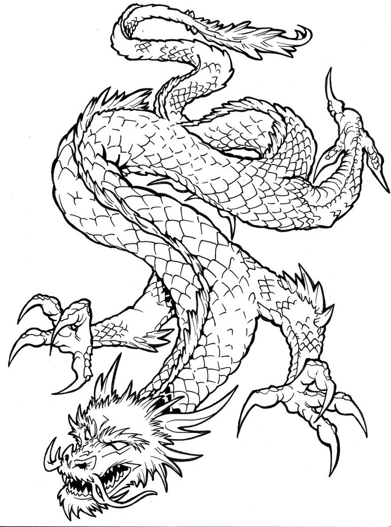 771x1037 Tattoo Flash Dragon By Slyaguilar