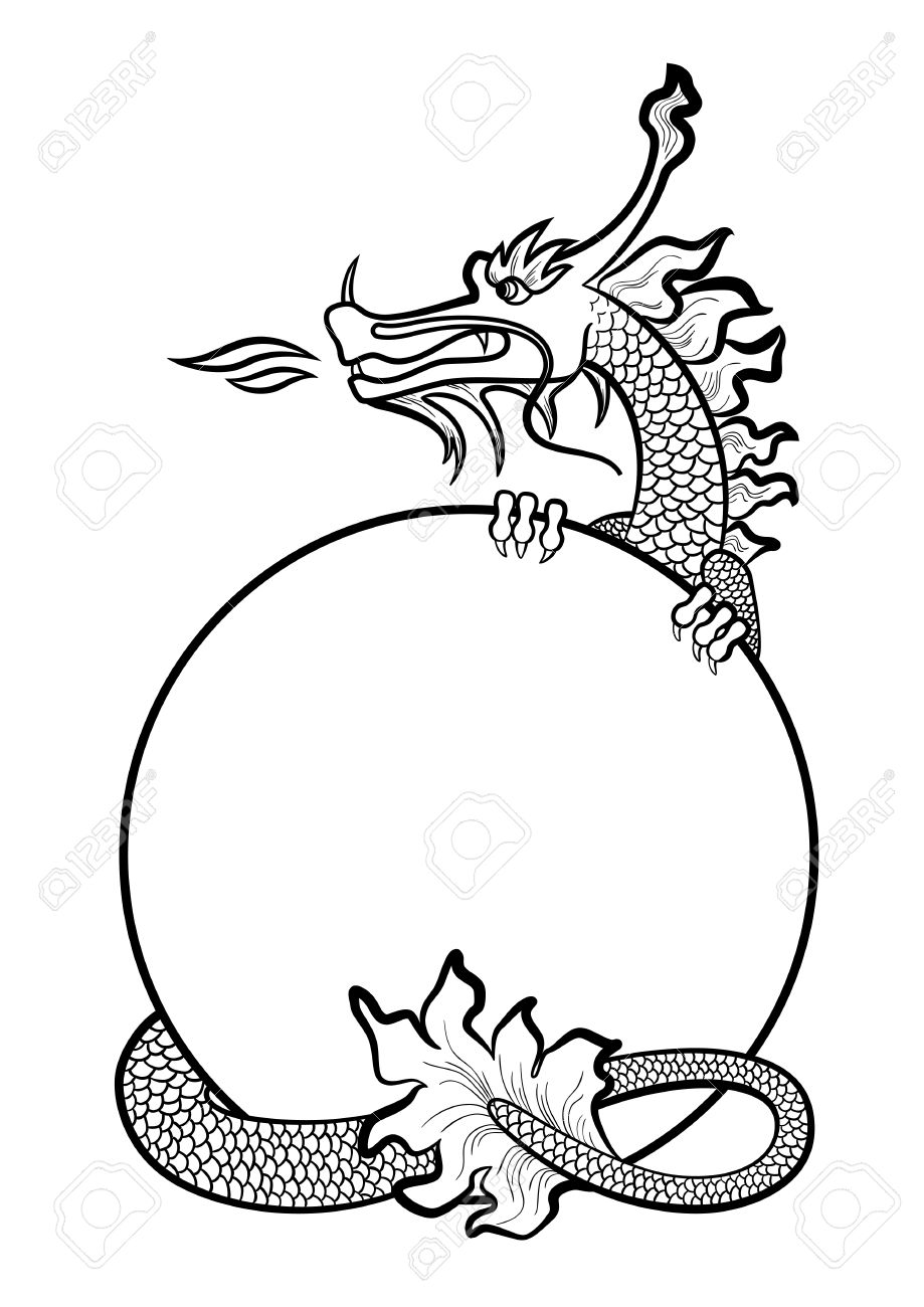 919x1300 Illustration Of A Hand Drawing Chinese Dragon Royalty Free