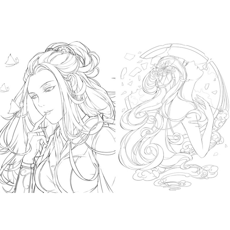 800x800 Hot Coloring Book Chinese Sketch Line Drawing Book Coloring Books