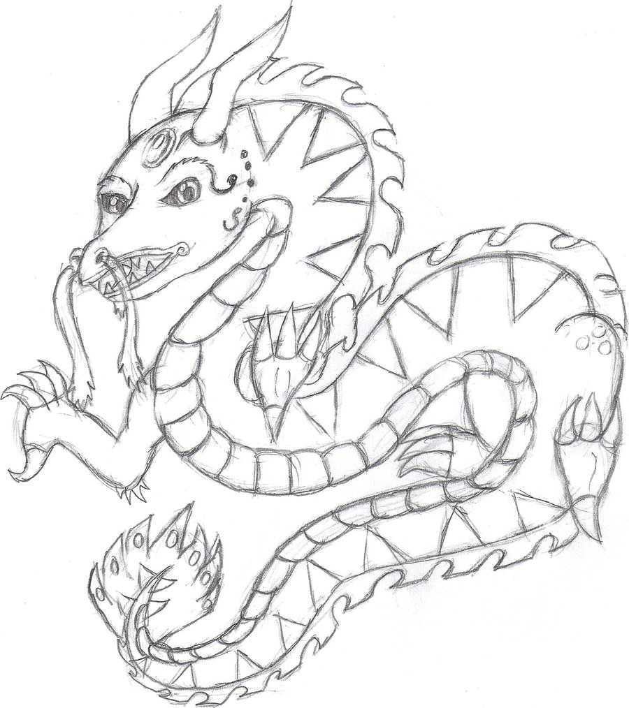 900x1014 Chinese Dragon Sketch By Glaciethewolf
