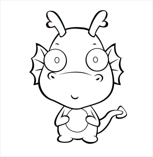 585x600 Dragon Drawing Template Free Pdf Documents Download! Free