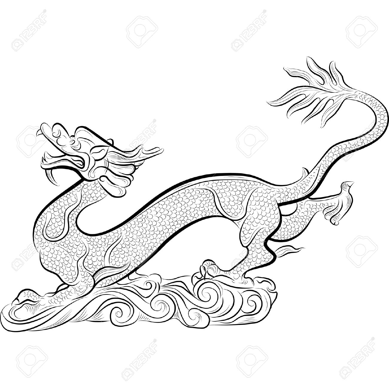 1300x1300 Drawn Chinese Dragon Old Chinese