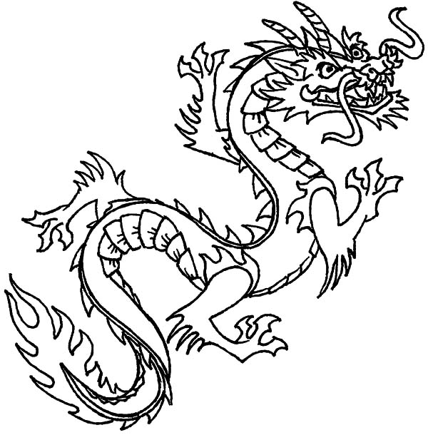 600x610 Chinese Dragon Coloring Pages