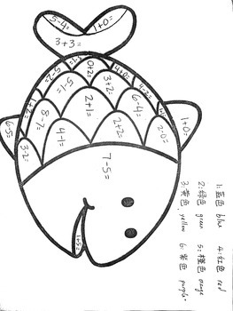 263x350 Chinese Immersion Fish Color By Number Addition By Michael Vierra