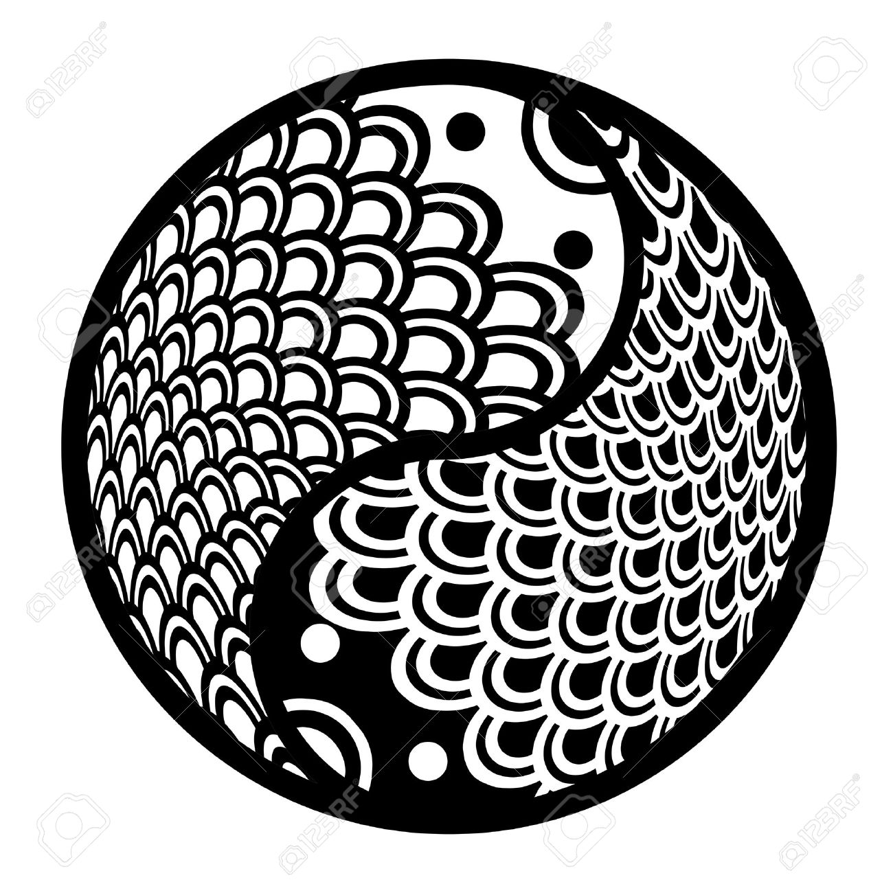 1300x1300 Chinese Pair Of Fish In Yin Yang Eternity Circle Illustration