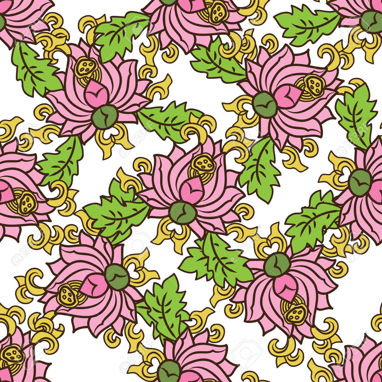 1300x1300 Chinese Traditonal Seamless Pattern With Pink Flowers On White