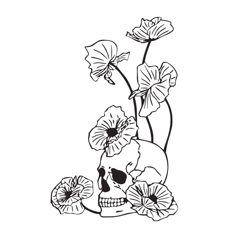 800x800 Dangerous Flowers And Skull Wall Stickers Home Decor Vinyl Art