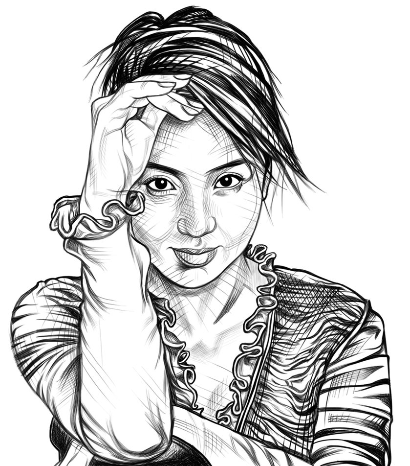 839x952 Chinese Girl Drawing By Dimitarkatsarov