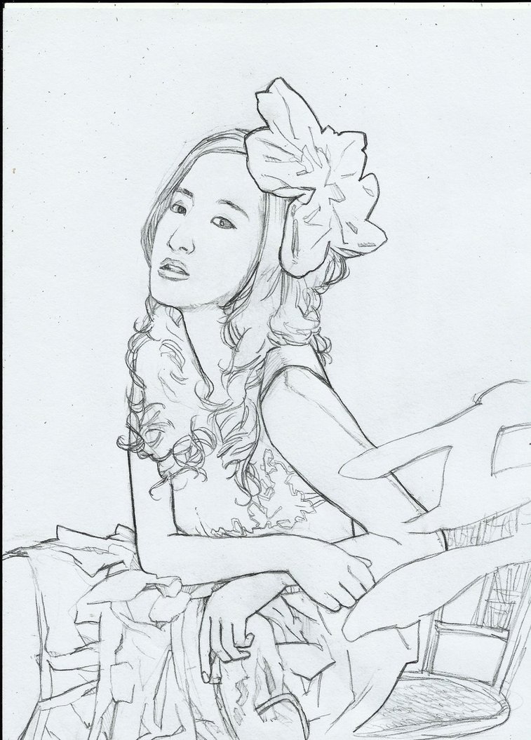 757x1055 Chinese Girl 1 Sketch By Lekaizer