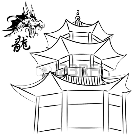 450x450 Sketch Of The Traditional Chinese House Royalty Free Cliparts
