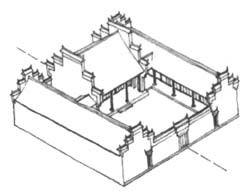 252x191 Traditional Chinese 3 Sided Courtyard House Bainbridge Island