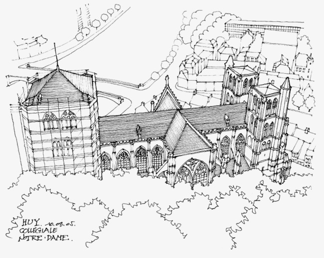 650x518 Hand Painted Landscape Architectural Draft, Line Drawing