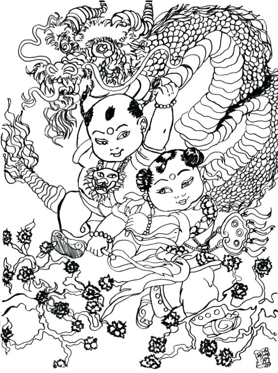 571x765 China Coloring Pages Adult Coloring Page Dragon Dance China Flag