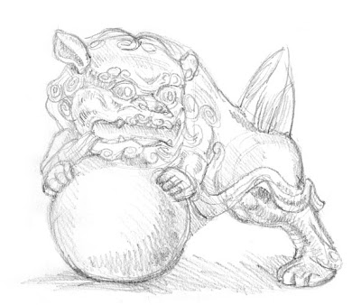 400x338 Chinese Lion Drawing Simple