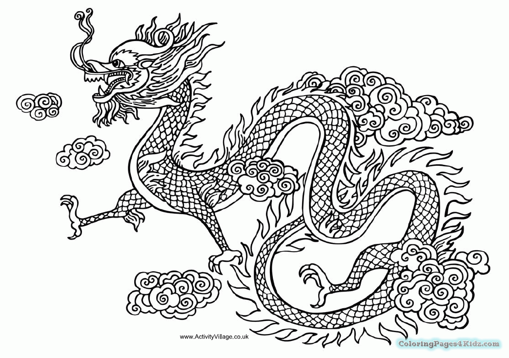 1043x734 Chinese New Year Dragon Coloring Pages To Print Coloring Pages