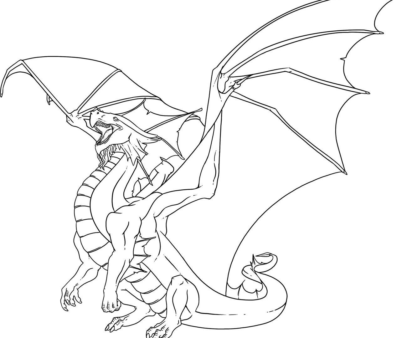 1300x1080 Cartoon Eastern Dragon Coloring Page Free Printable Pages Animals