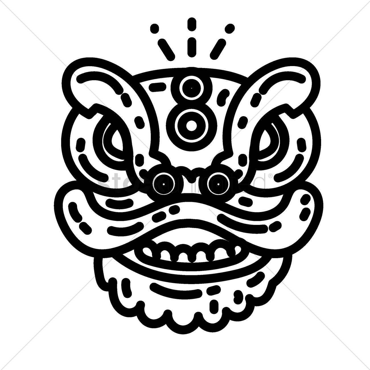 1300x1300 Chinese Lion Dance Head Vector Image