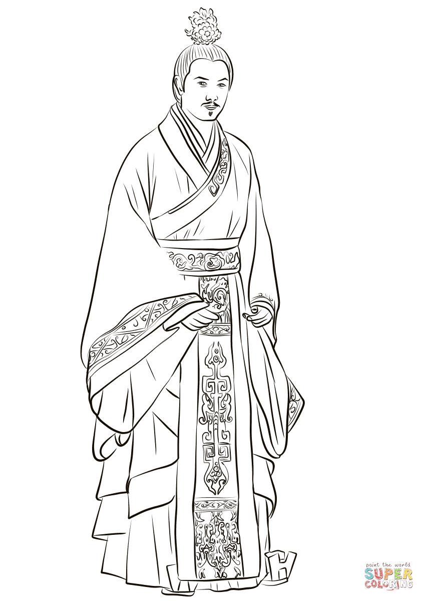 847x1199 Chinese Man Wearing Hanfu Costume Coloring Page Free Printable