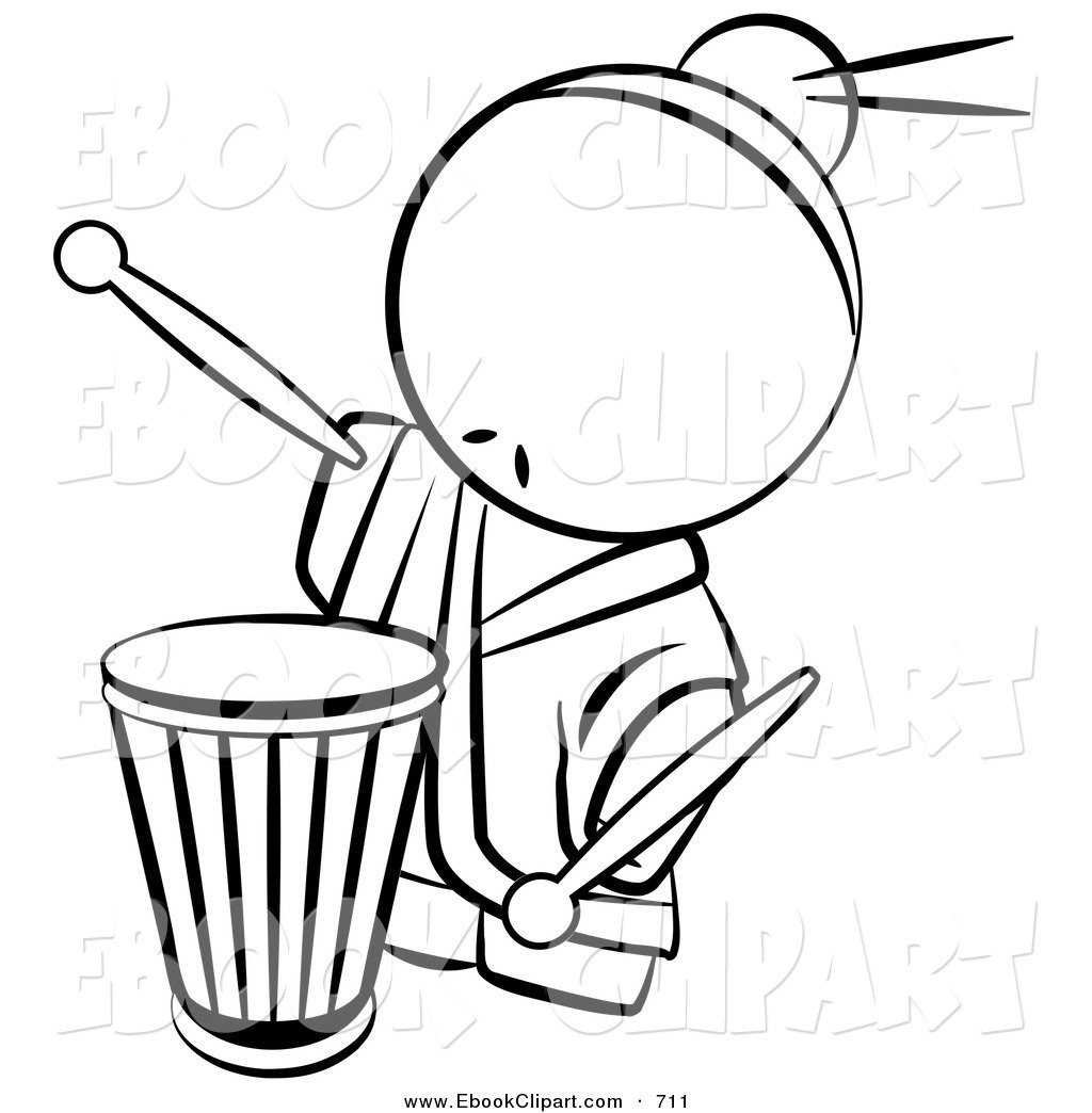 1024x1044 Vector Clip Art Of A Black And White Human Factor Drummer Chinese