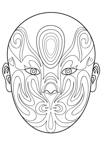 340x480 Chinese Opera Mask 6 Coloring Page Free Printable Coloring Pages
