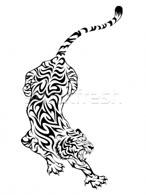 300x400 Chinese Tribal Tattoo Tiger Tiger Tattoo Vector Illustration