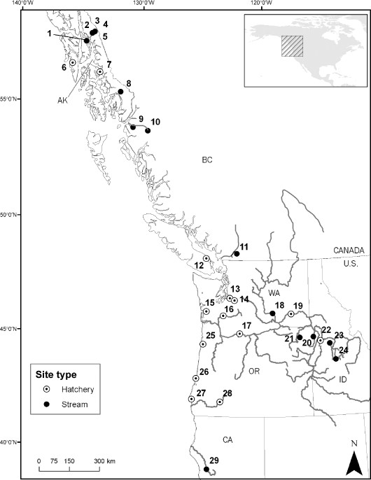 530x686 Map Sample Sites For Chinook Salmon From The Pacific Coast