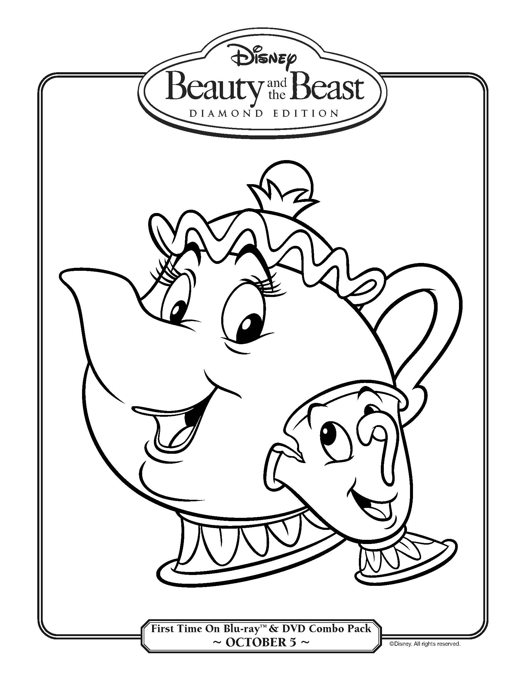 1750x2250 Mrs. Potts And Chip Coloring Page 5 Cute Kawaii Resources