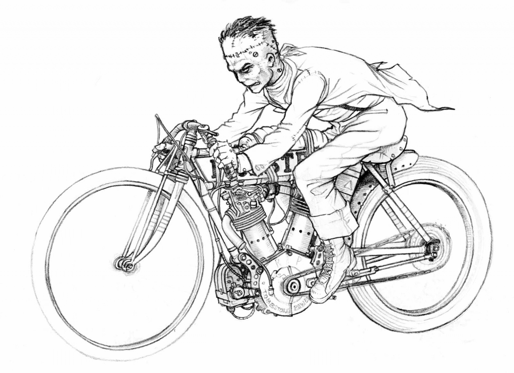 1024x743 Motorcycle Pencil Drawings Motorcycle Pencil Drawings Sketch