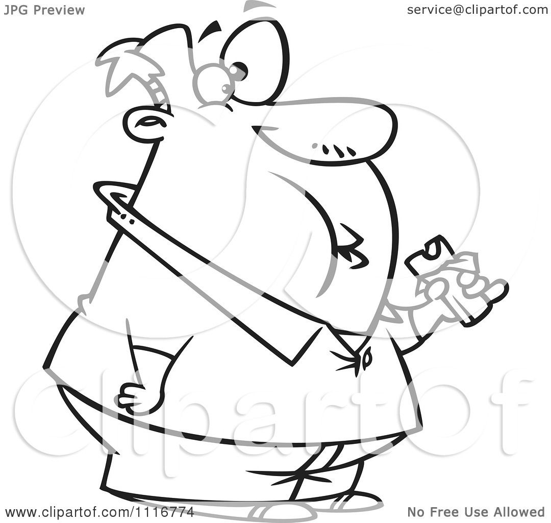1080x1024 Cartoon Of An Outlined Fat Man Eating A Chocolate Candy Bar