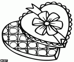 300x250 Chocolates Box For Valentine's Day Coloring Page Printable Game
