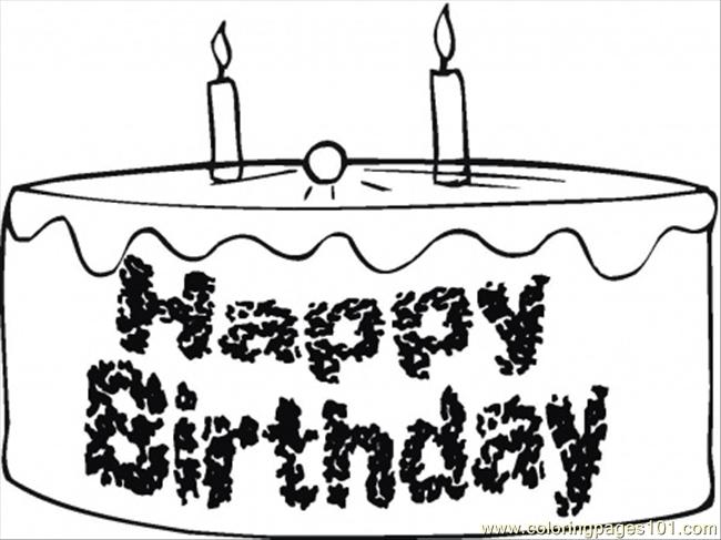 650x487 Happy Birthday Chocolate Cake Coloring Page