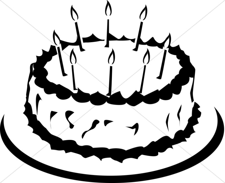 776x629 Simple Black And White Birthday Cake Church Birthday Clipart
