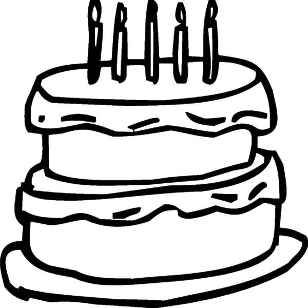 600x600 Birthday Cake Outline Coloring Pages
