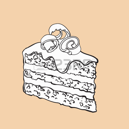 450x450 Black And White Hand Drawn Piece Of Layered Chocolate Cake