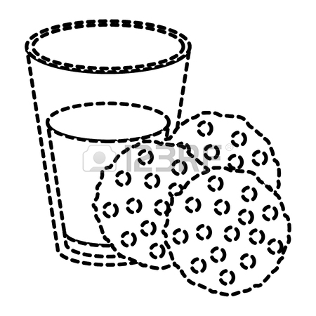 450x450 Chocolate Chip Cookies With Glass Of Milk Dotted Silhouette