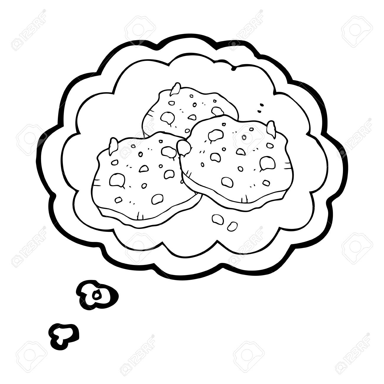 1300x1300 Freehand Drawn Thought Bubble Cartoon Chocolate Chip Cookies