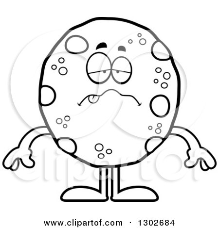 450x470 Lineart Clipart Of A Cartoon Black And White Sick Chocolate Chip