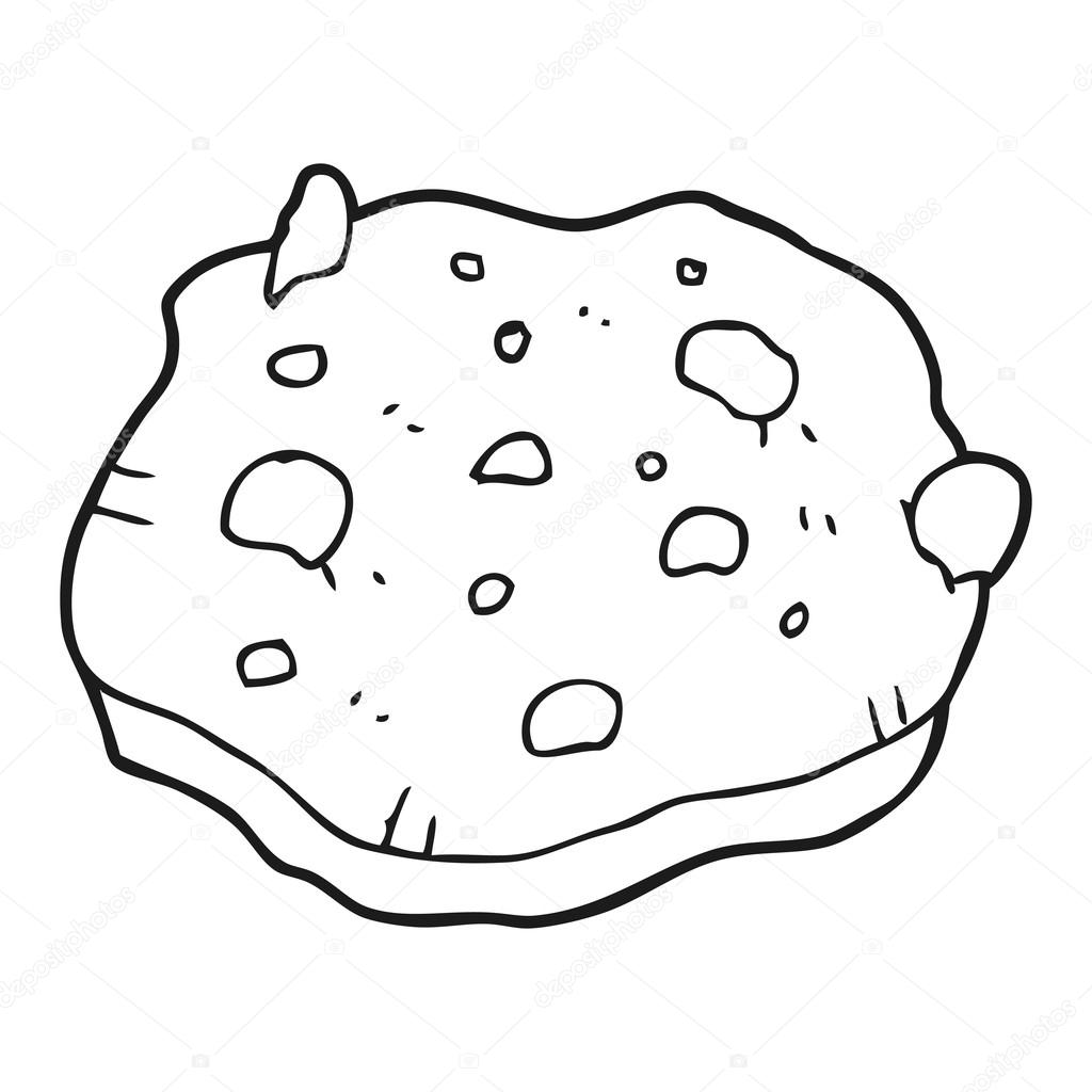 1024x1024 Black And White Cartoon Chocolate Chip Cookie Stock Vector