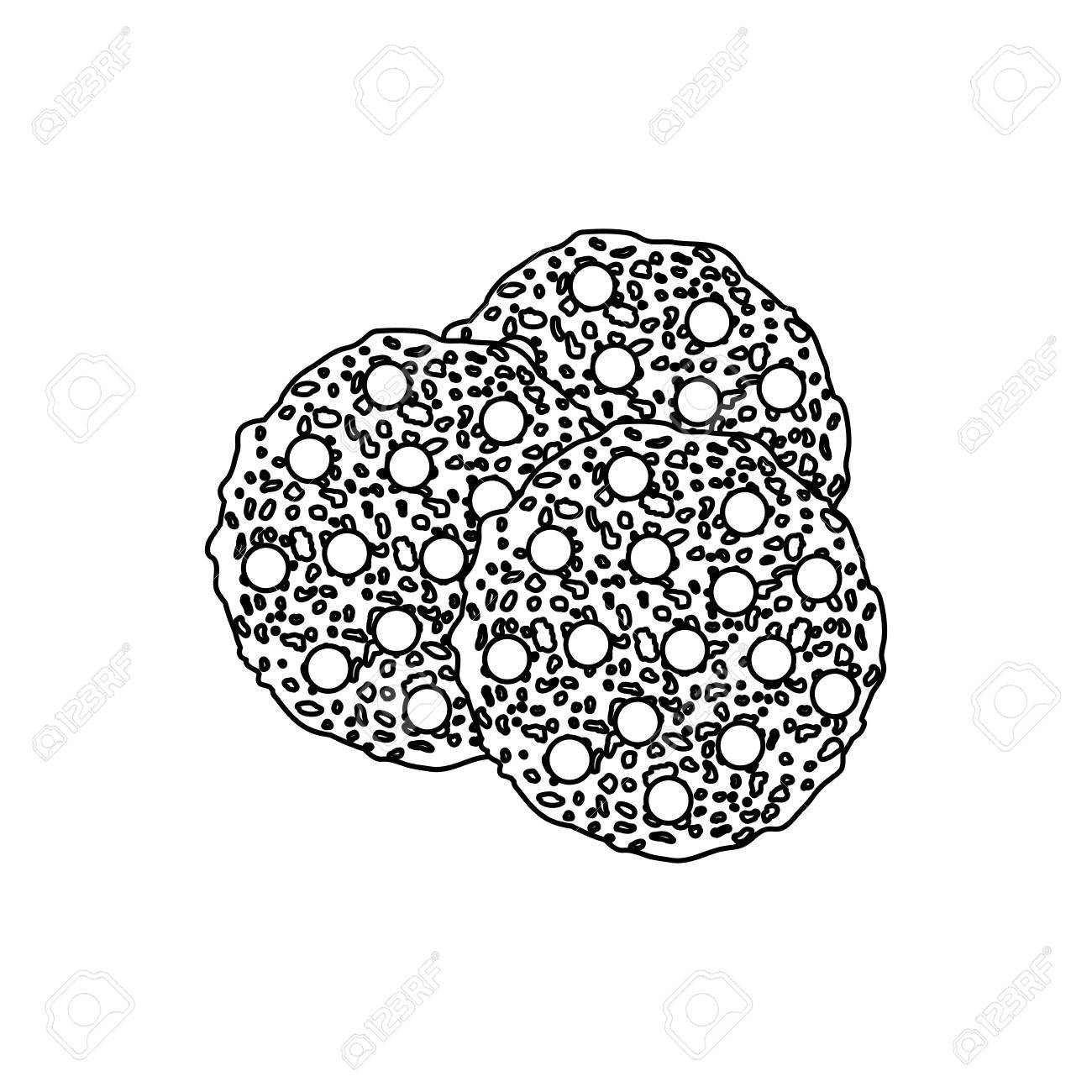 1300x1300 Chocolate Chip Cookies Sketch Silhouette On White Background