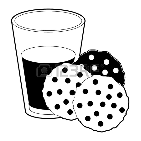 450x450 Chocolate Chip Cookies With Glass Of Milk Color Section Silhouette
