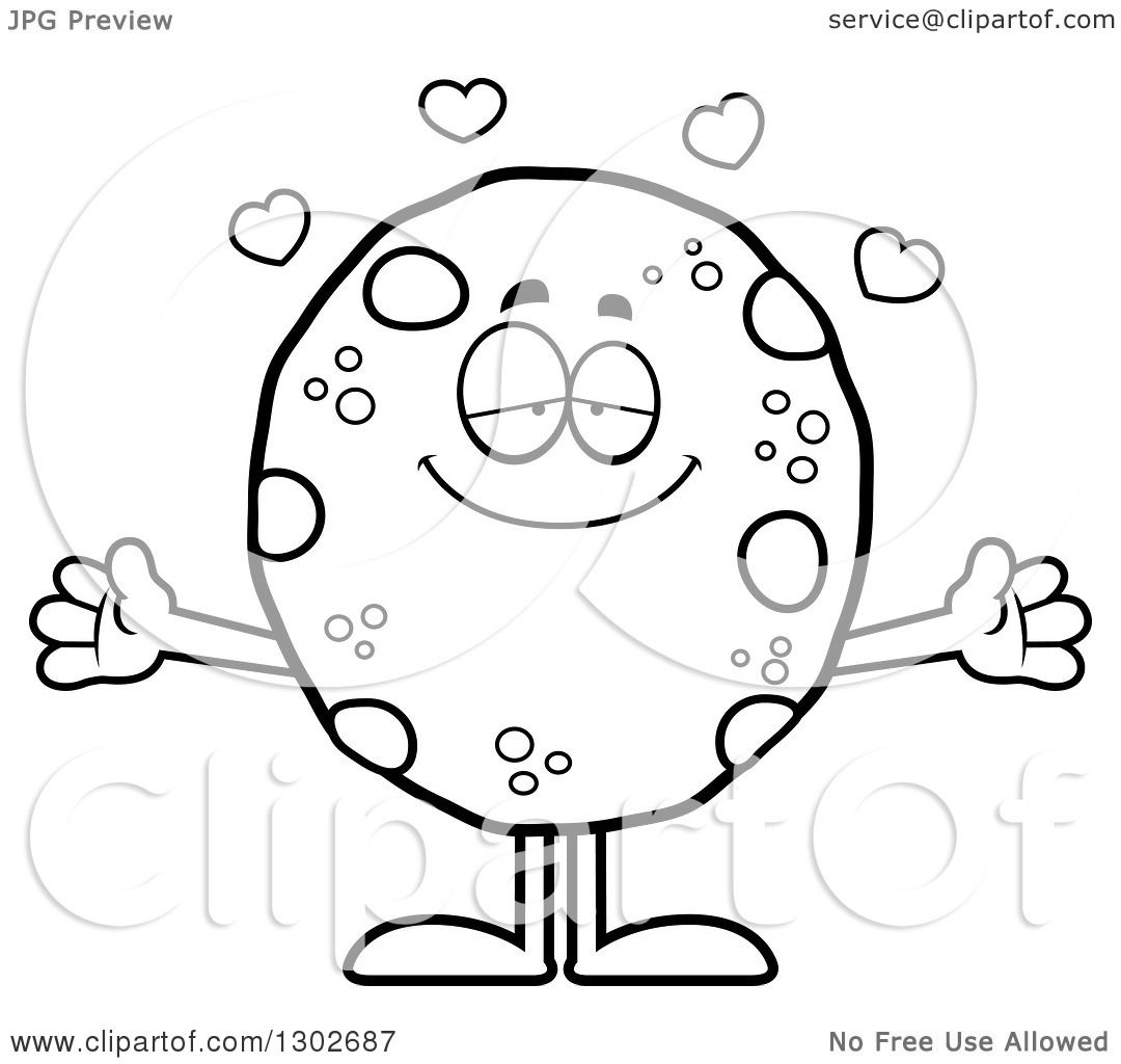 1080x1024 Lineart Clipart Of A Cartoon Black And White Loving Chocolate Chip