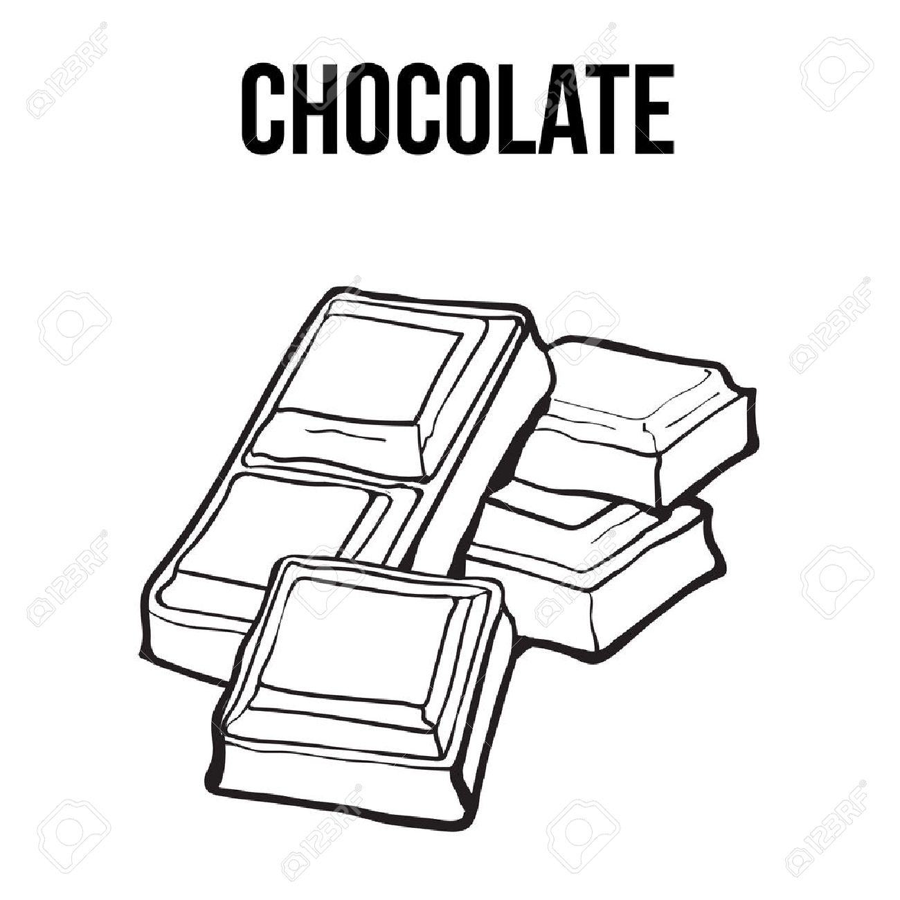 1300x1300 Pieces Of Black And White Chocolate Bar, Sketch Style Vector